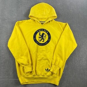 Chelsea Football Club Men XL Yellow Hoodie Trefoil Logo Soccer Sweatshirt